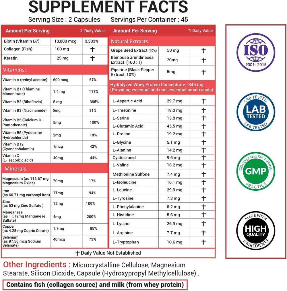 American Choice biotin capsules closeup for stronger hair and nails.