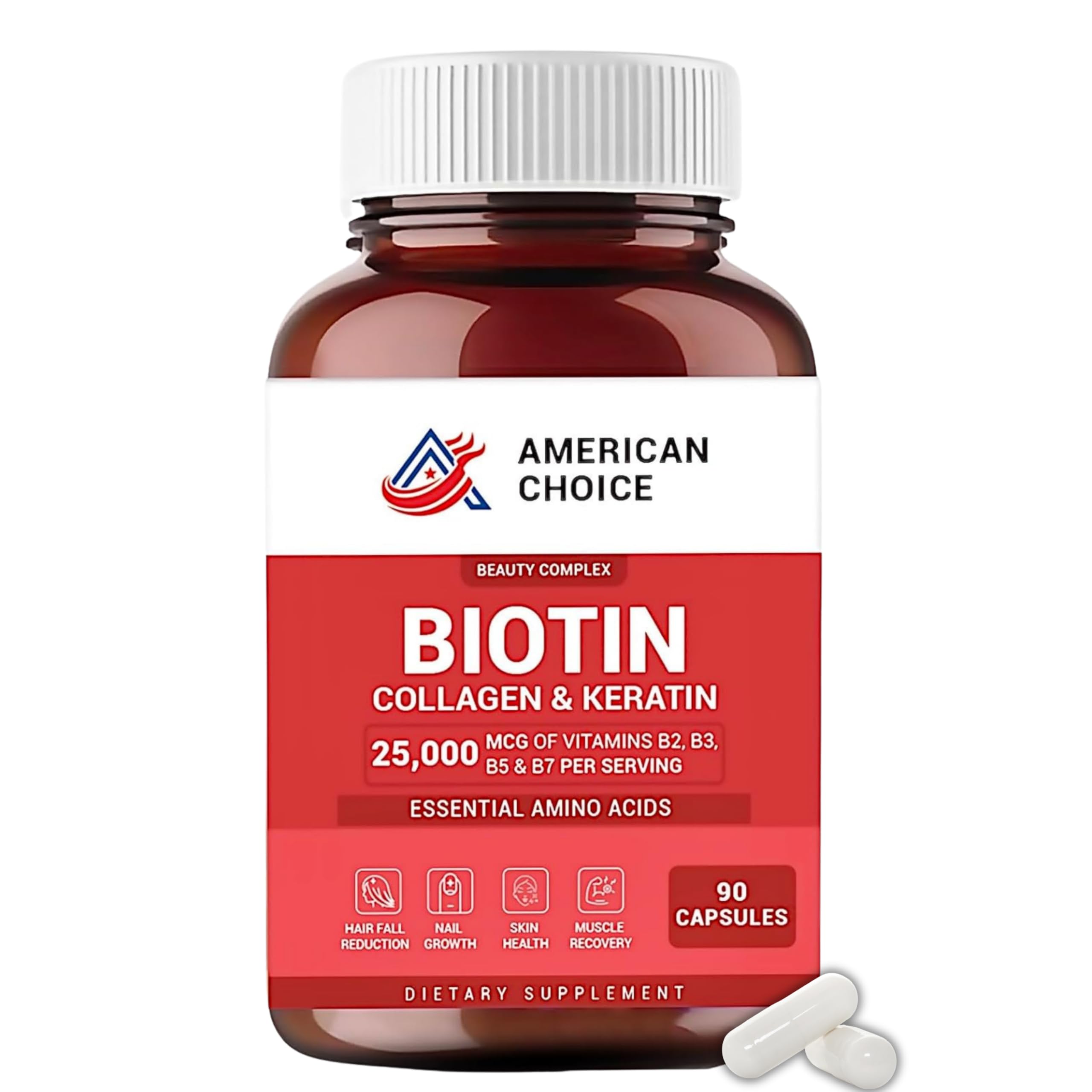American Choice hair vitamins bottle ready for daily nourishment.
