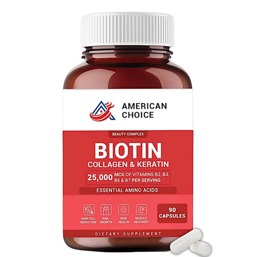 American Choice hair vitamins bottle ready for daily nourishment.