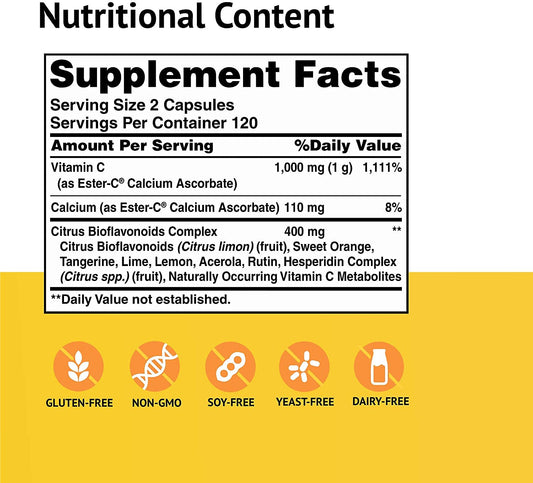 American Health Ester-C 500 mg with Citrus Bio packaging view for value pack.