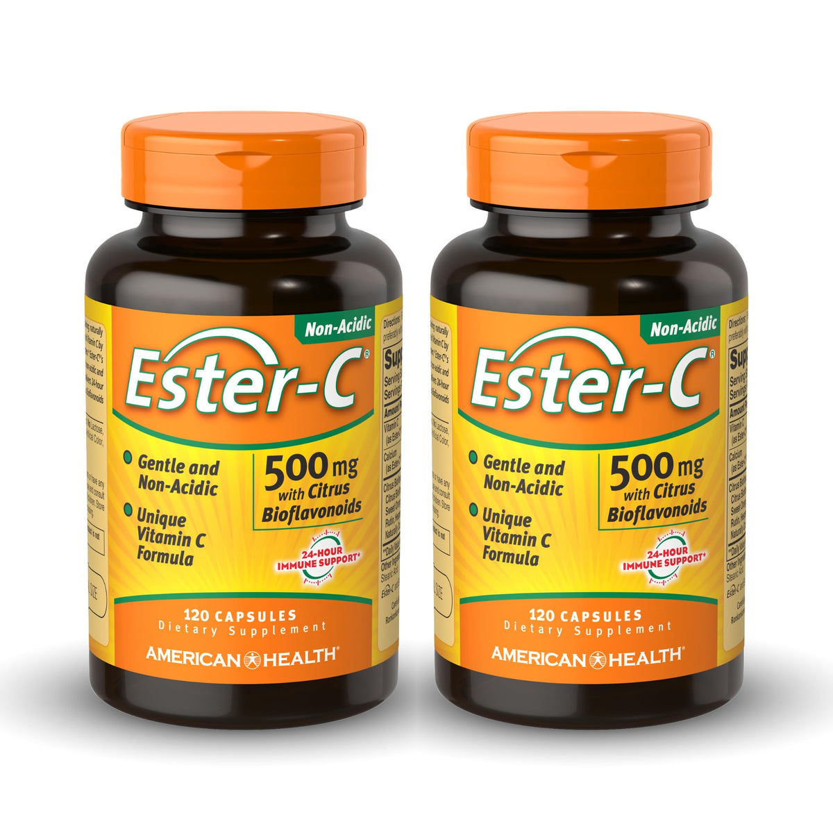 American Health Ester-C 500 mg bottle pour, convenient daily immune support.