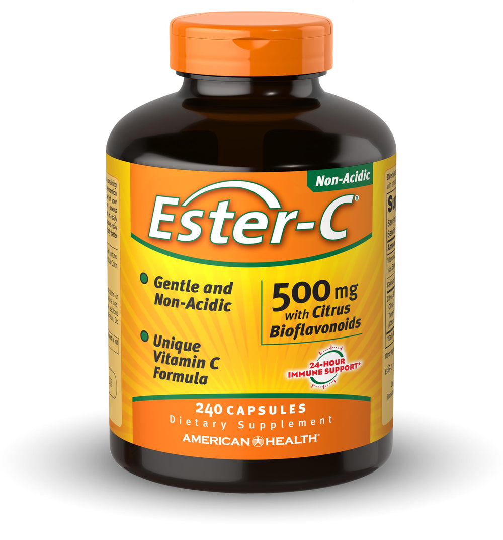 American Health Ester-C capsules arranged for a daily 500 mg intake.