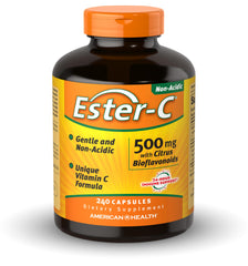 American Health Ester-C capsules arranged for a daily 500 mg intake.