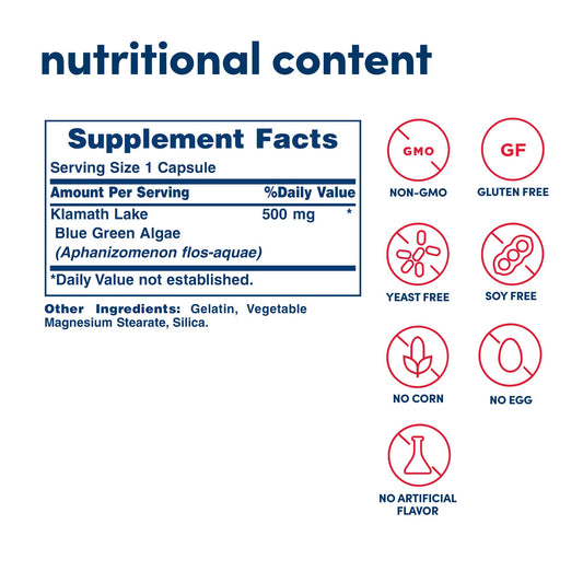 American Health Klamath Shores bottle label closeup shows wildcrafted, plant based nutrients.