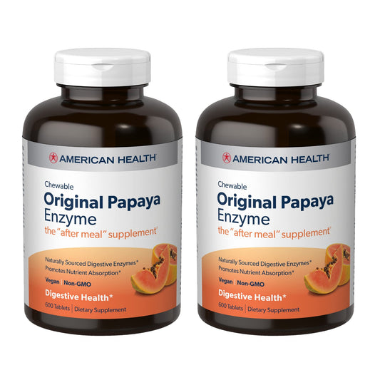 American Health Papaya Enzyme chewables bottle front for after-meal support