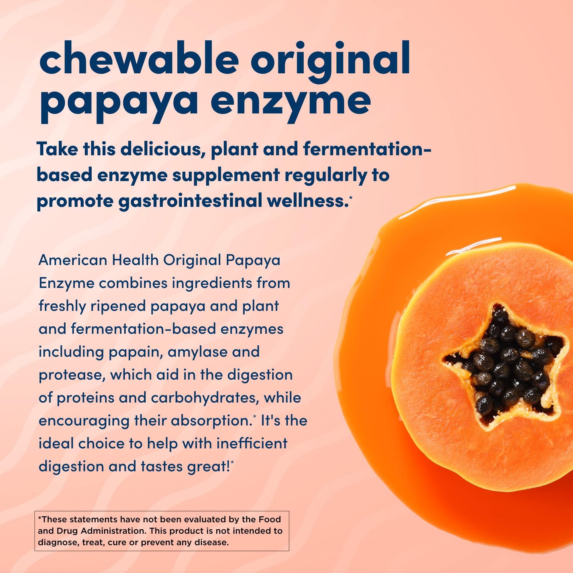 American Health Papaya Enzyme chewables on counter for convenient digestion aid