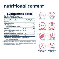 Close-up of American Health Papaya Enzyme chewables tablets in bottle