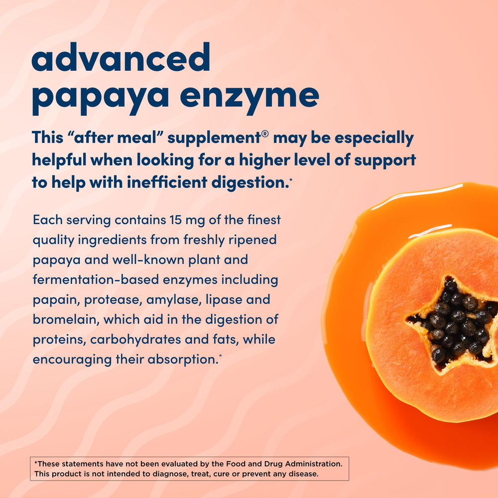 American Health Super Papaya Enzyme Plus after-meal tablets support GI wellness.