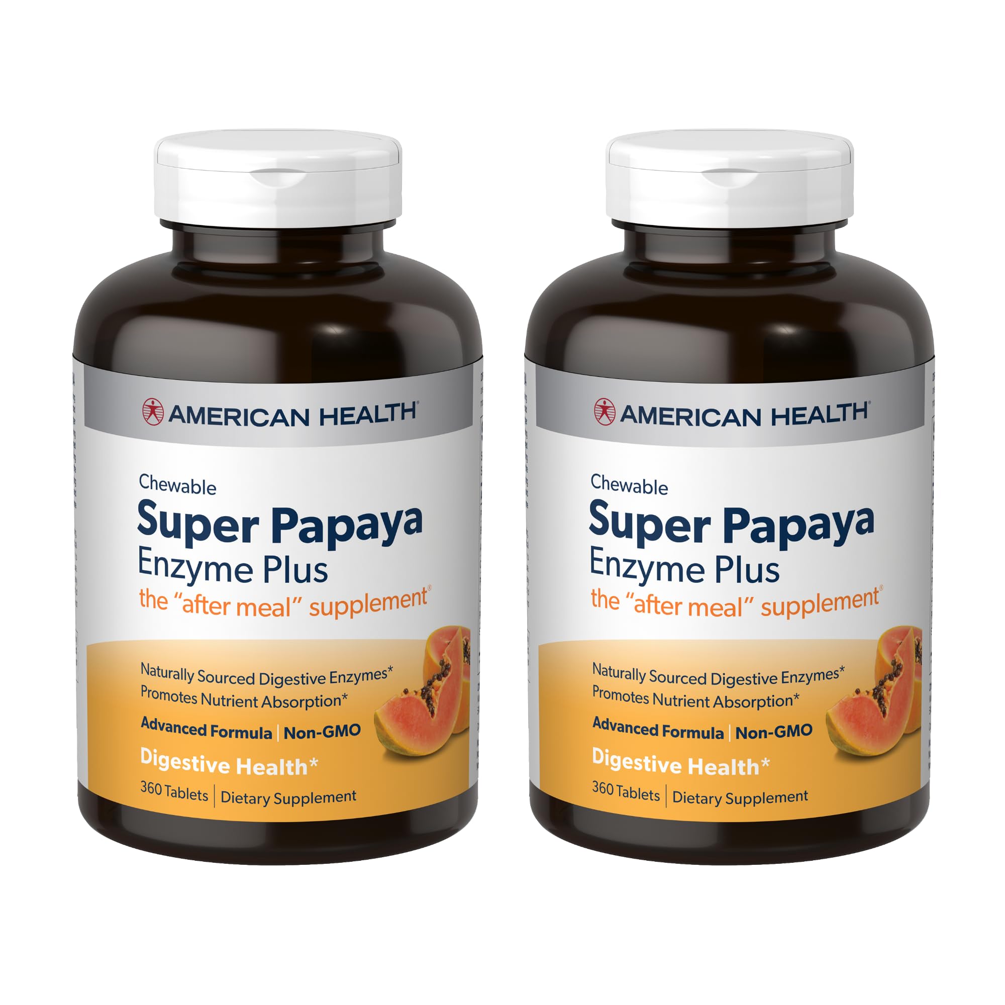 American Health Super Papaya Enzyme Plus bottle for post-meal support.