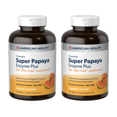 American Health Super Papaya Enzyme Plus bottle for post-meal support.