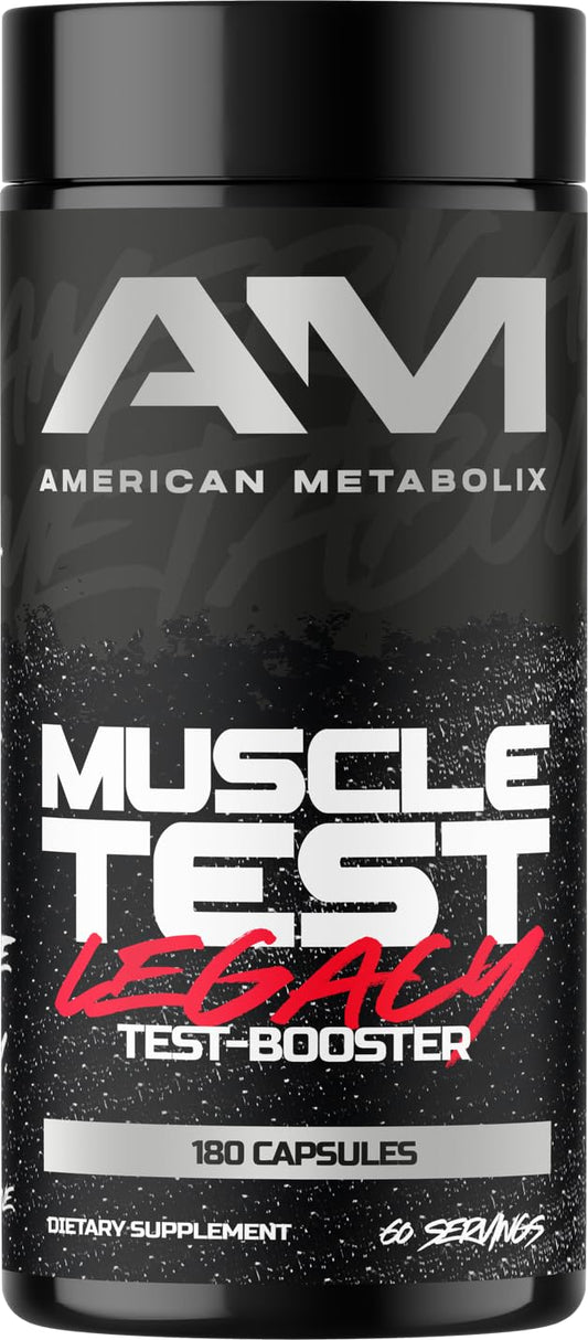 American Metabolix Muscle Test Legacy bottle front view, supporting daily training routines.