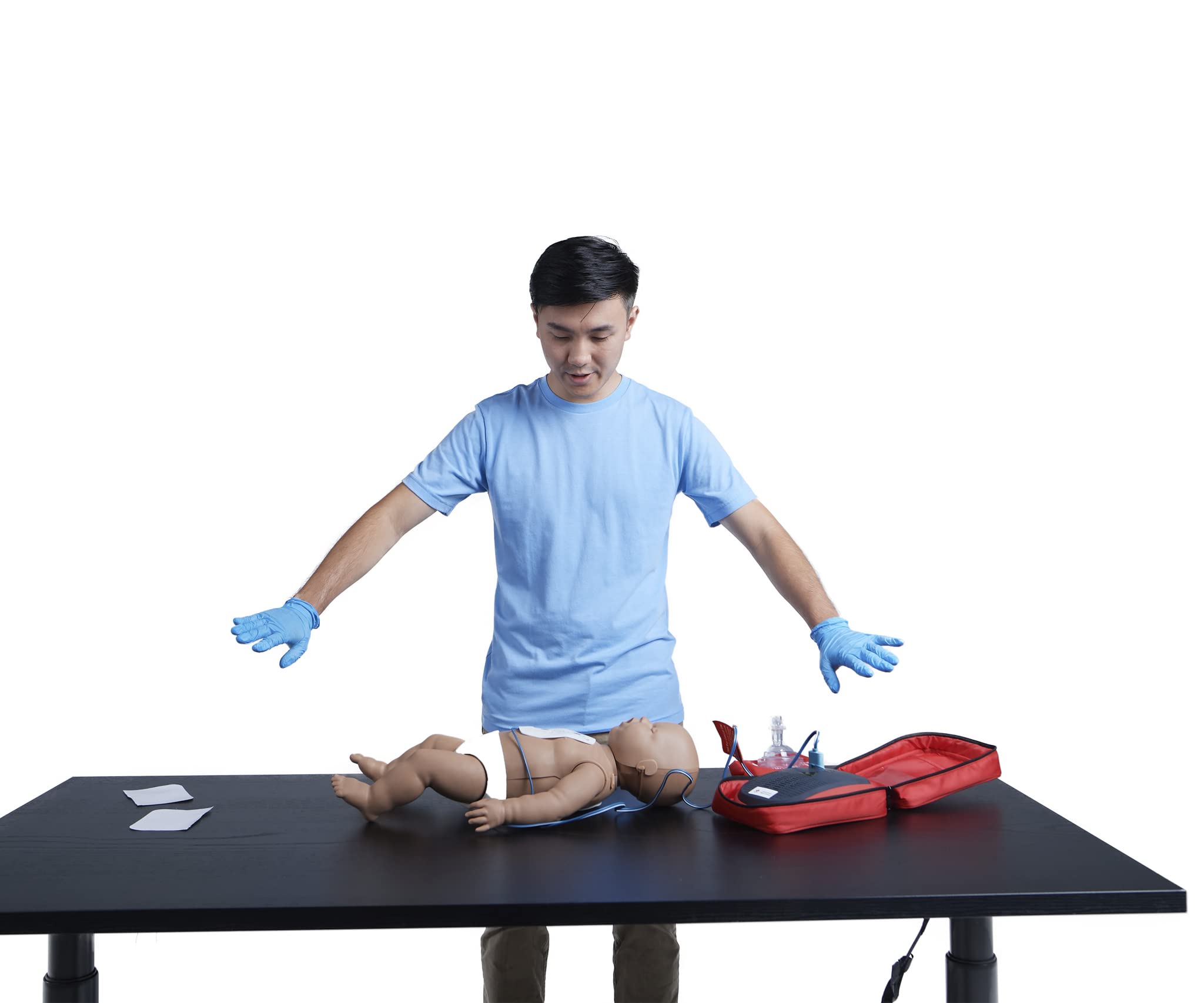 American Red Cross trainer with metronome and language switch for drills.