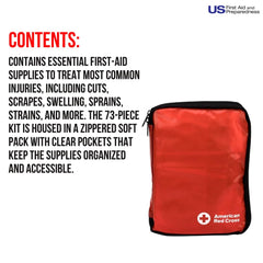 American Red Cross First Aid Kit with clear pockets for easy access to supplies.