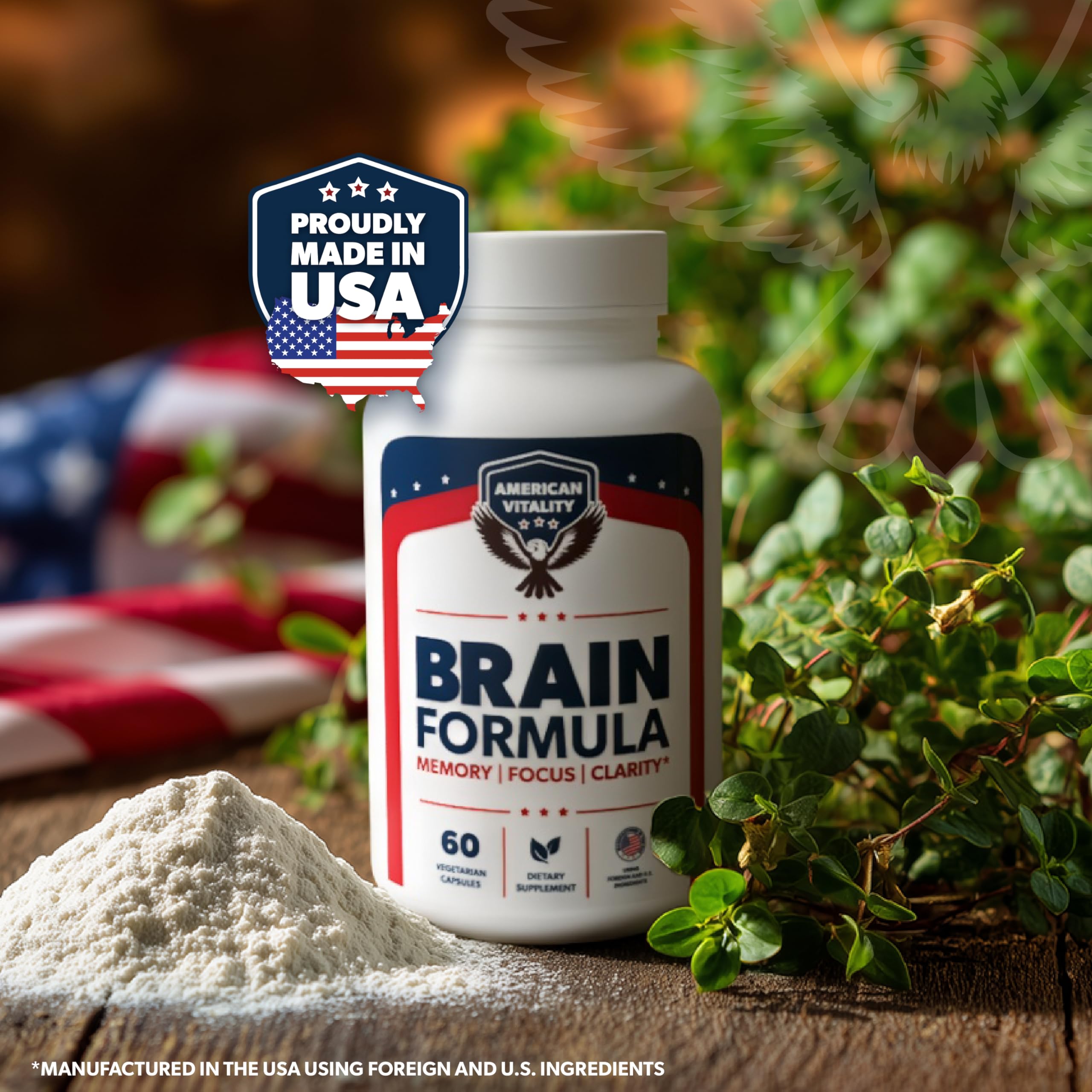 AMERICAN VITALITY Brain Formula alpha-GPC ingredient panel for neuro support