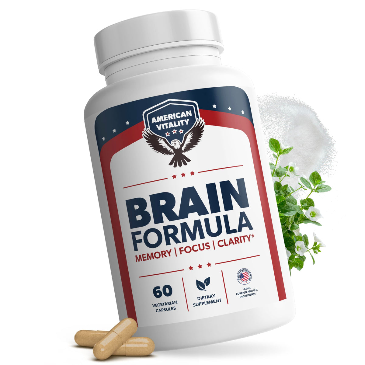 AMERICAN VITALITY Brain Formula bottle front view for daily mental clarity support