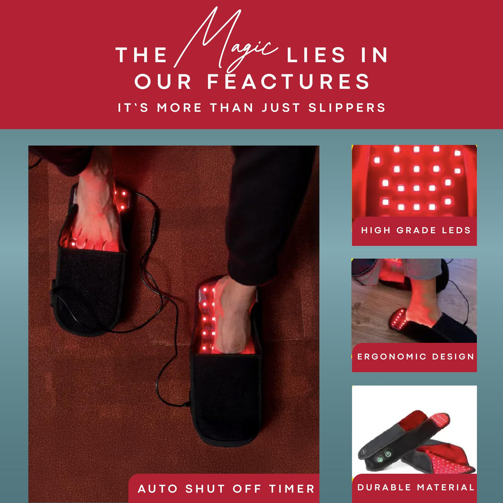 American Wellness Authority heat-adjustable slippers offer customizable warmth for comfortable indoor sessions.
