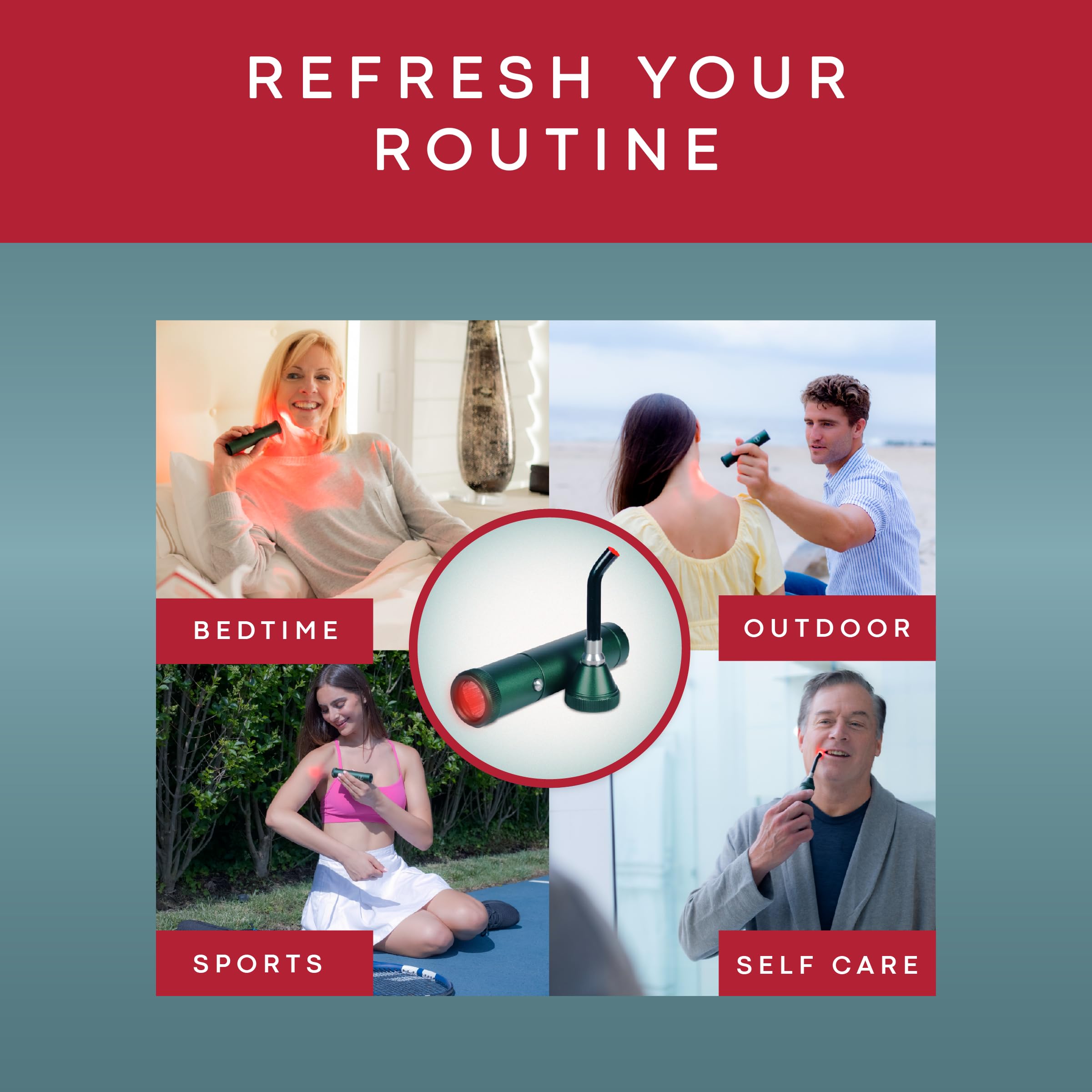 American Wellness Authority red light therapy wand used on hands for quick at-home recovery and skin care.