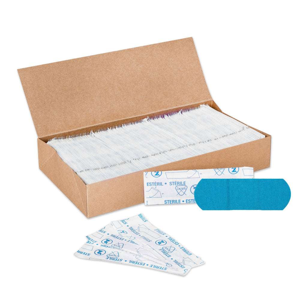 American White Cross blue metal-detectable adhesive strip for easy quality control visibility.