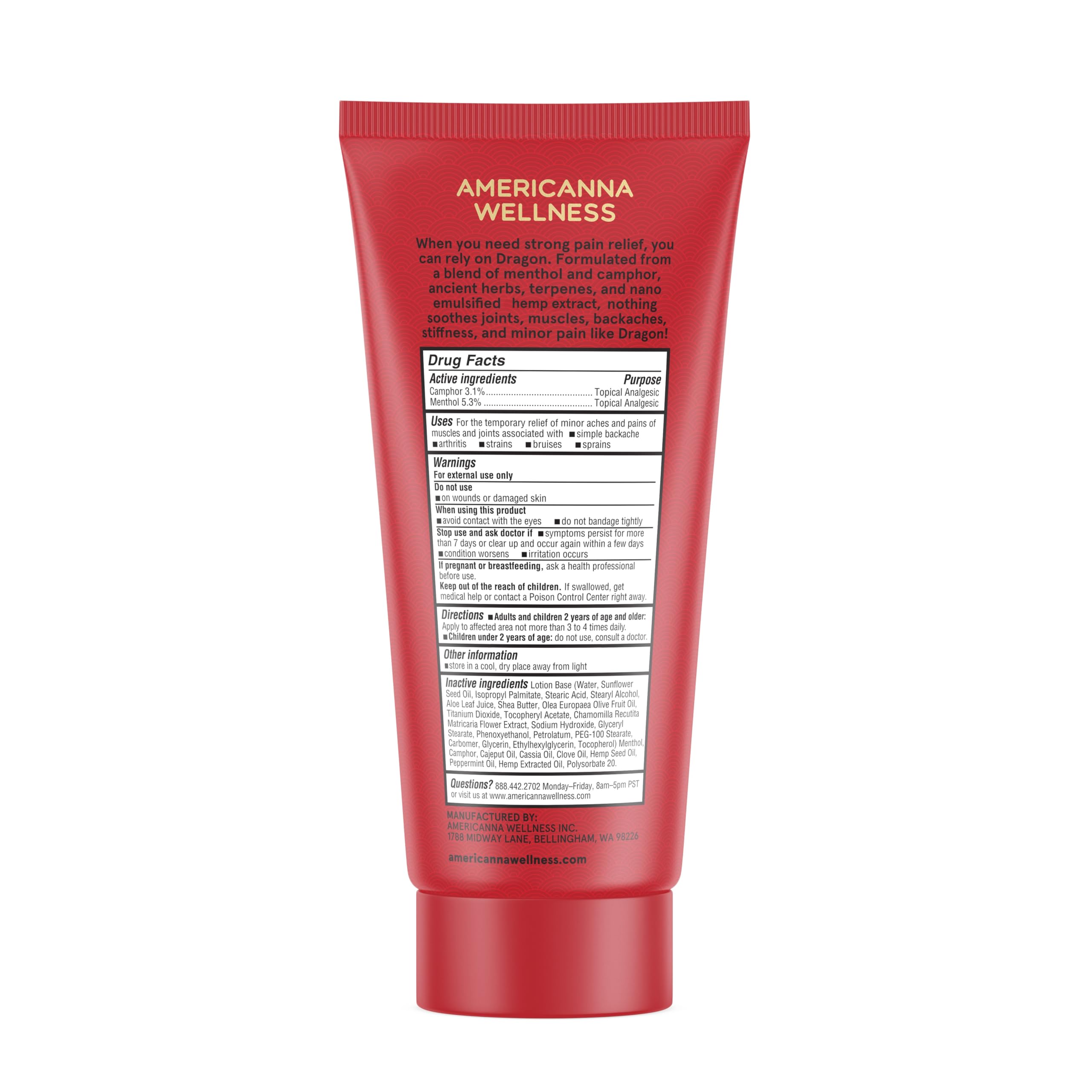 Americanna Wellness Dragon Lotion in a gym bag ready for post-workout relief.