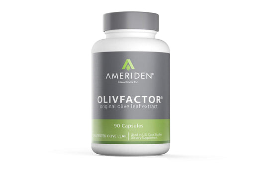 AMERIDEN OLIVFACTOR olive leaf extract capsules ready for daily immune support.