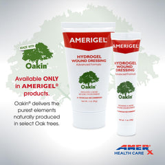 AMERIGEL dressing shown with a sterile bandage ready for daily wound care.