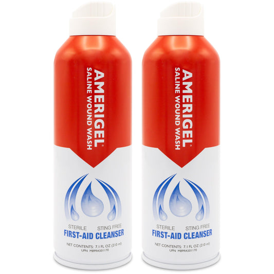 AMERIGEL Saline Wound Wash pack of 2 for travel-ready cleansing without sting.