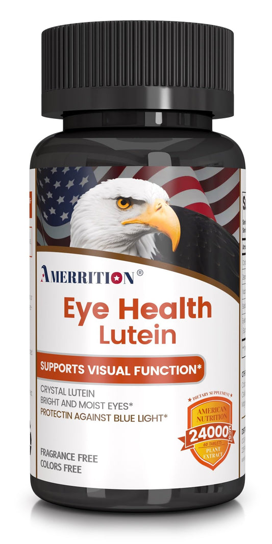 Amerrition Advanced Lutein eye health bottle with capsules for daily support.