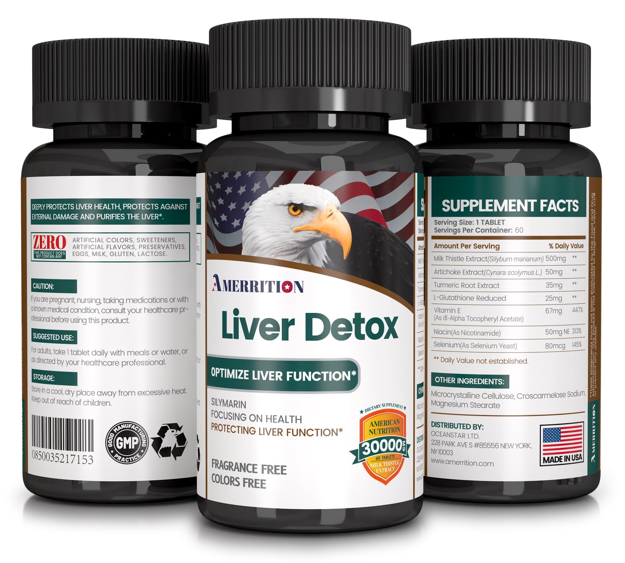 Amerrition liver support packaging and label signaling trusted quality and safety