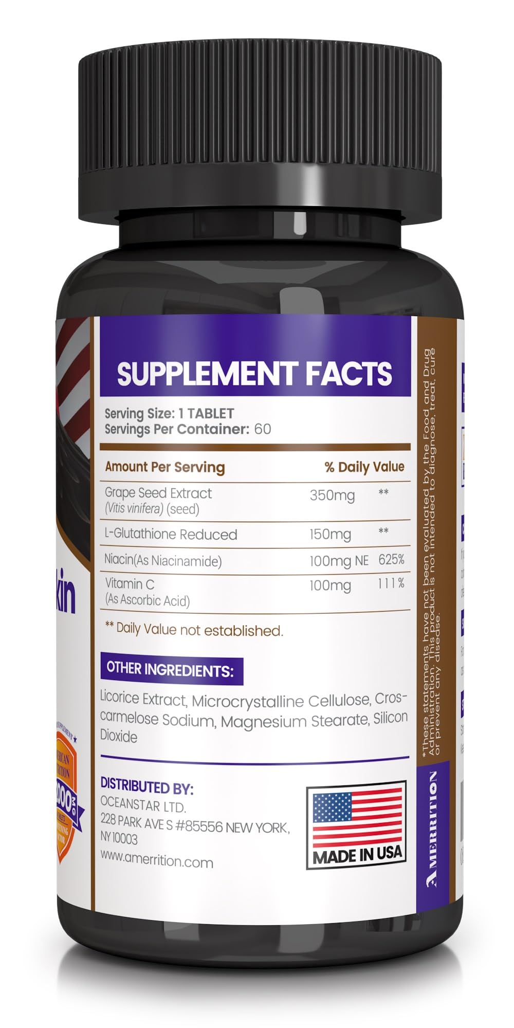 Amerrition skin whitening supplement capsules ready for daily complexion support