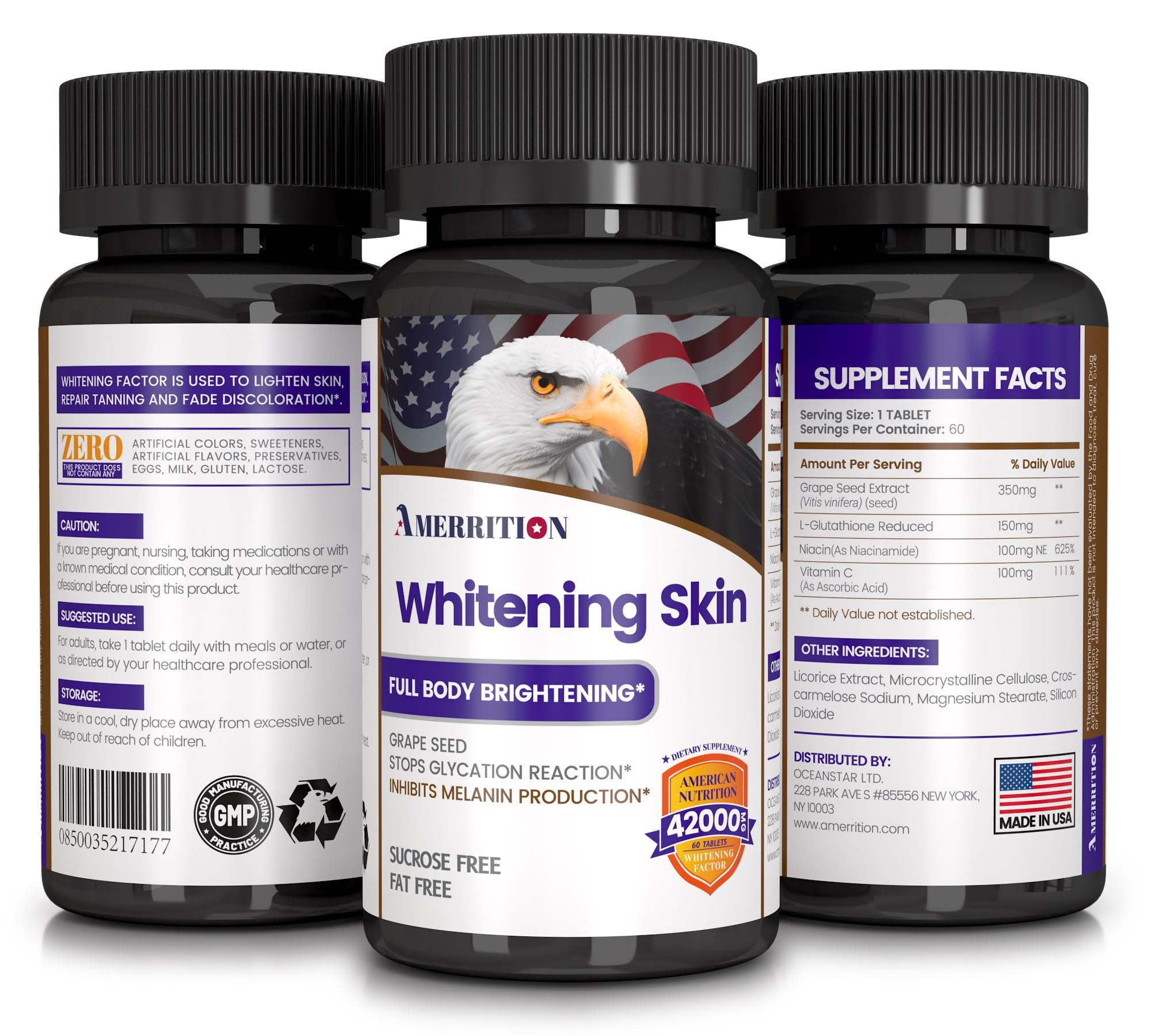 Amerrition packaging box shows 60 tablets for consistent daily upkeep