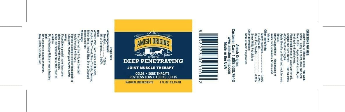 Amish Origins Pain Relief Ointment application relieves sore muscles and back strain.