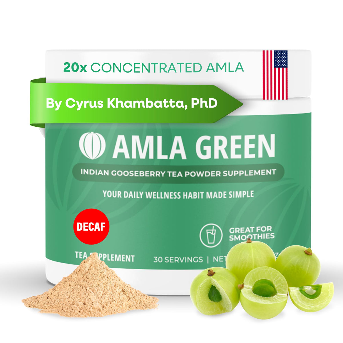 Amla Green 20x concentrate bottle for daily antioxidant support.