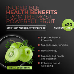 Amla Green wild-harvested amla berries packaging highlights natural sourcing