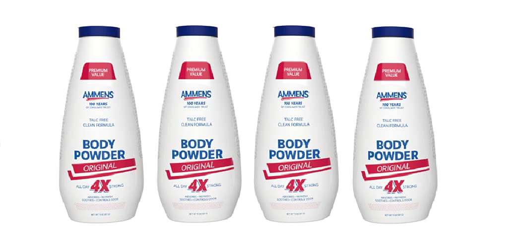 AMMENS Body Powder Original bottle with cooling all-day protection.
