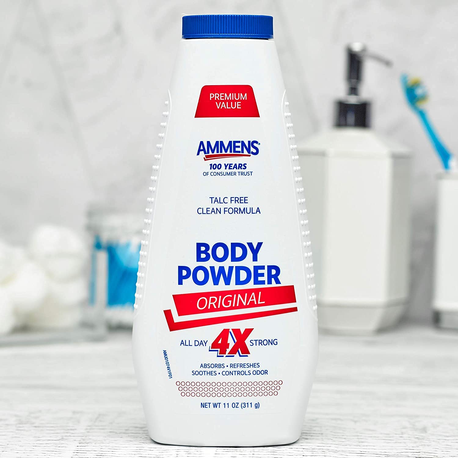 AMMENS Body Powder Original underarms area provides deodorant protection.