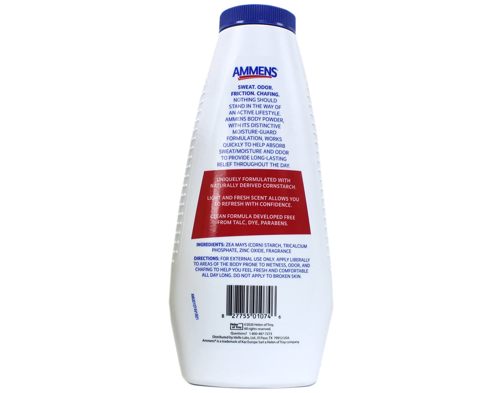Applying AMMENS powder to skin yields a light, silky finish
