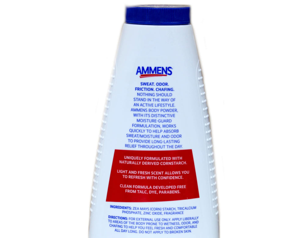 AMMENS Powder foot-care close-up keeps feet dry and comfortable.