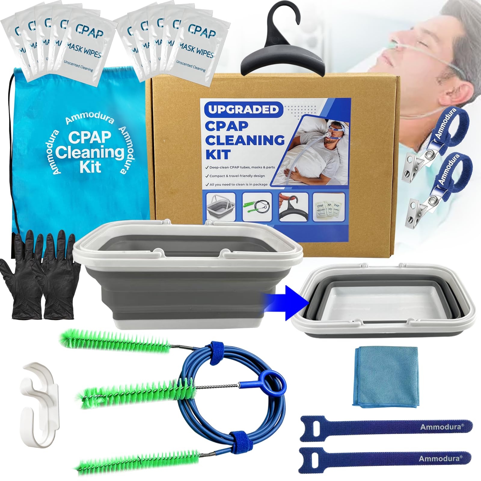 Ammodura upgraded CPAP cleaning kit tube brush for smooth internal hose cleaning