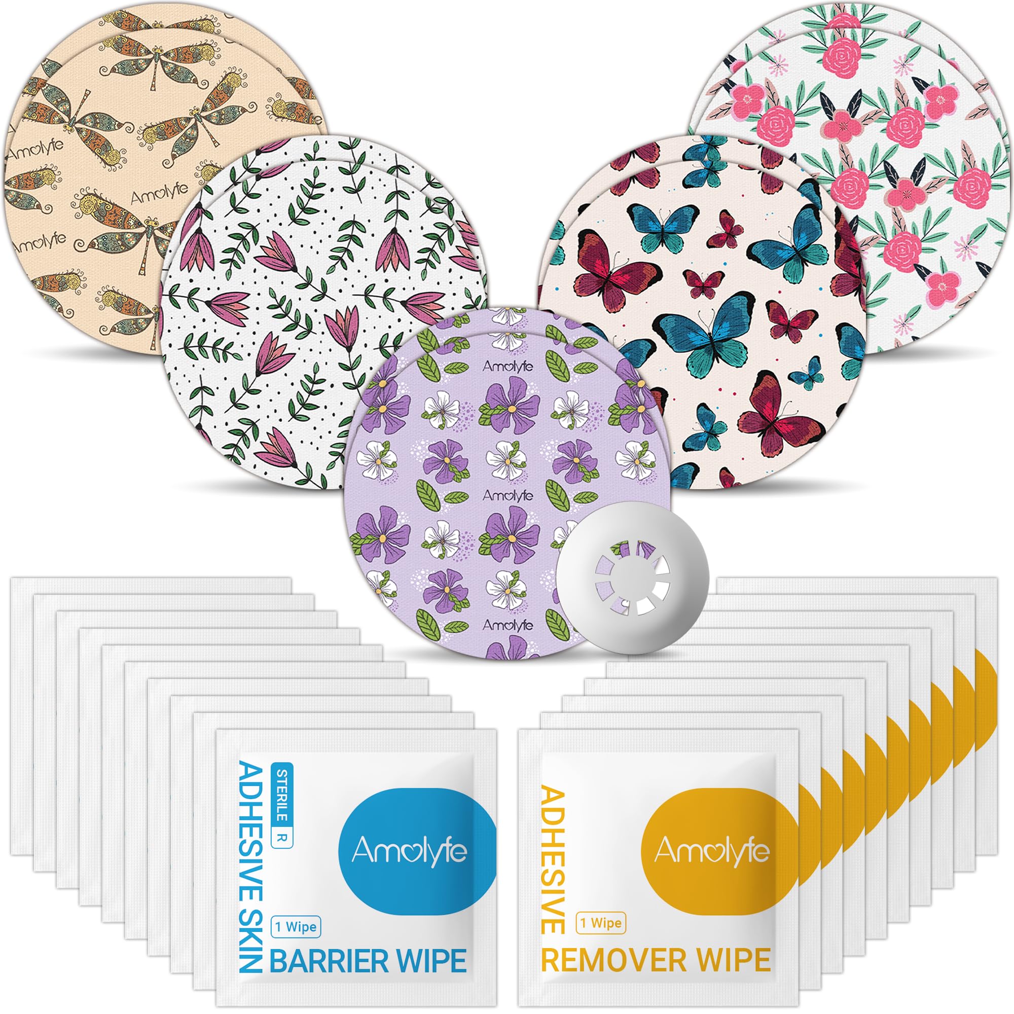 Amolyfe Libre 3 sensor covers kit ready for secure, water-resistant wear.