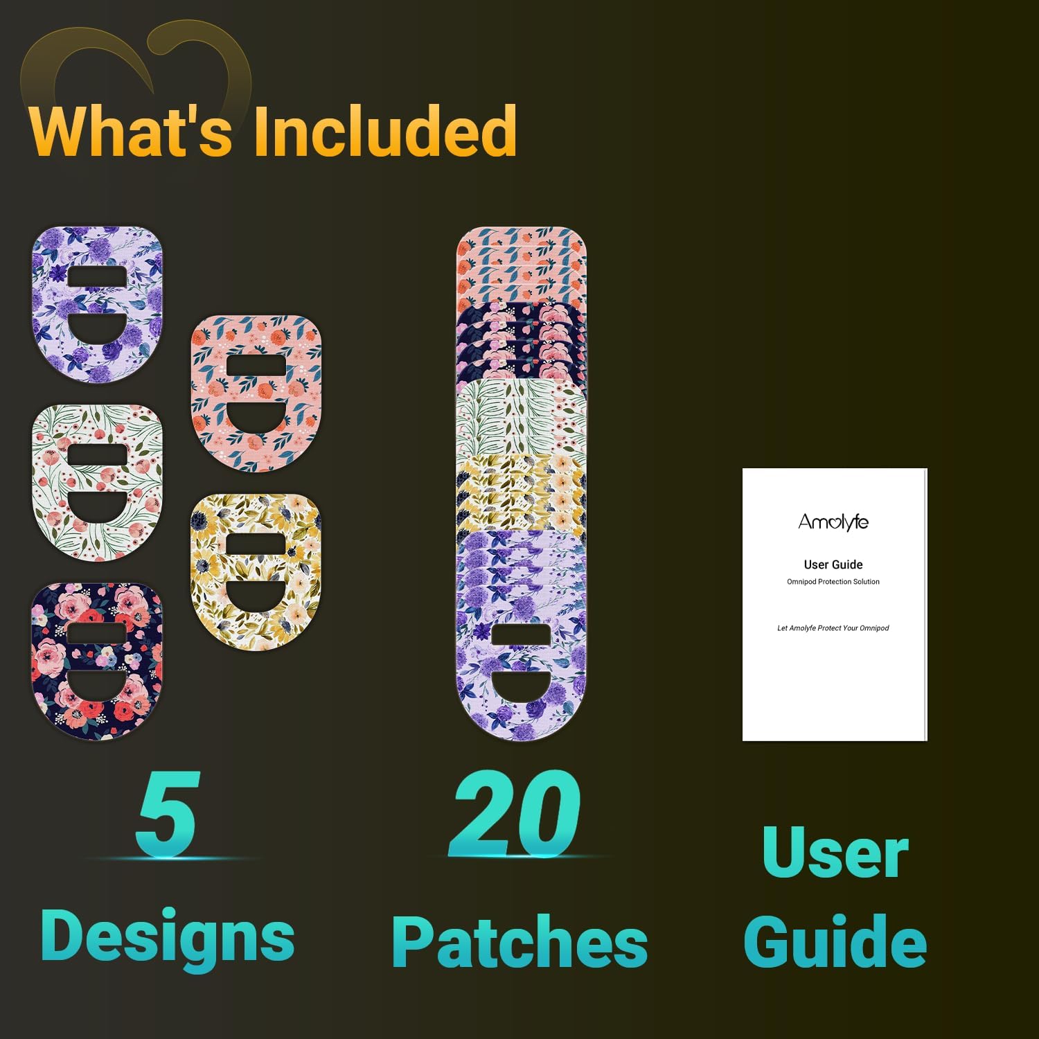 Amolyfe Omnipod 5 patches with stretchable middle strap for seamless wear.
