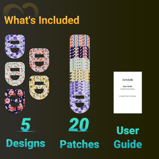 Amolyfe Omnipod 5 patches with stretchable middle strap for seamless wear.