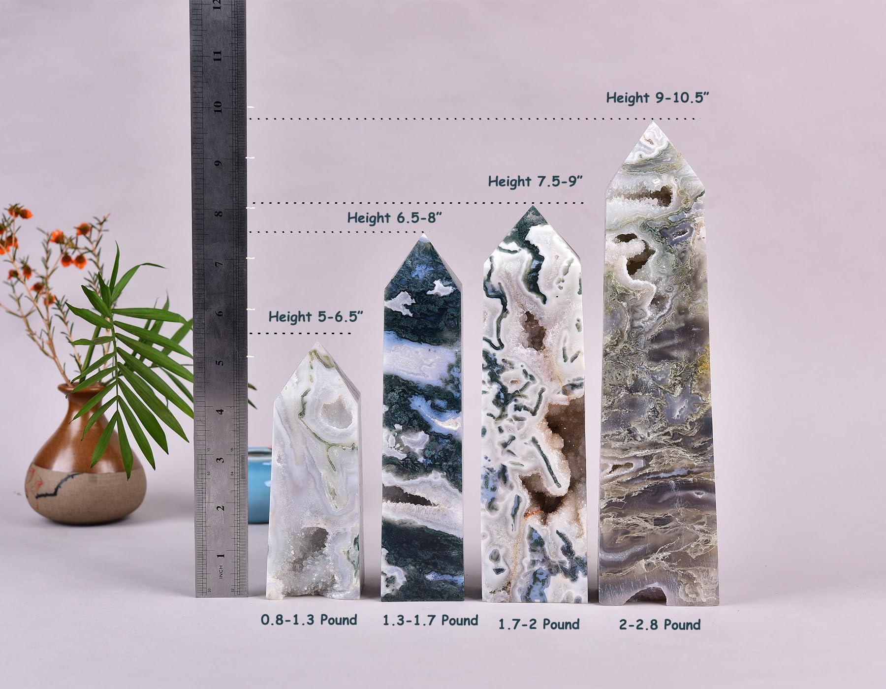 AMOYSTONE hand polished obelisk showcases craftsmanship and a robust centerpiece