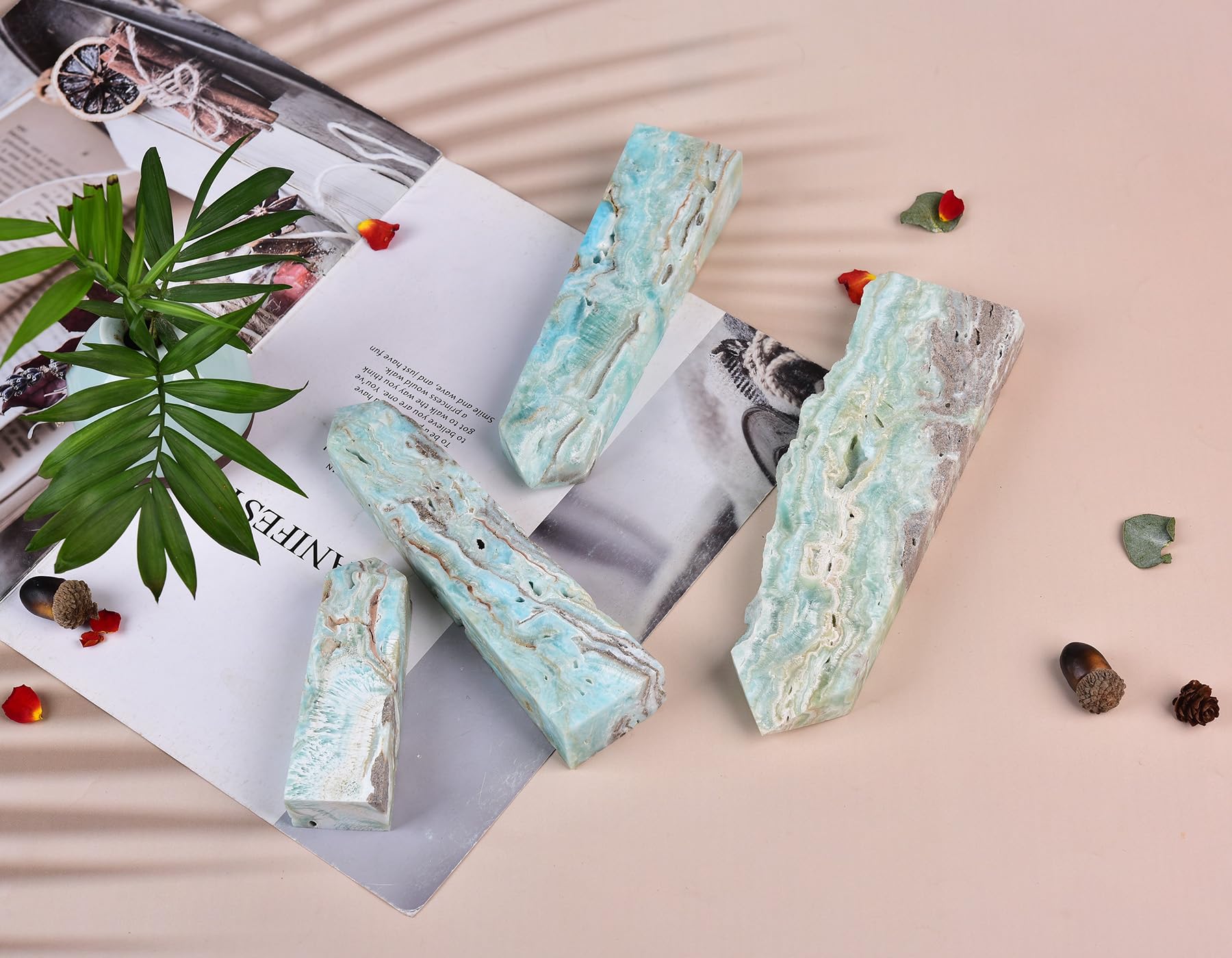 AMOYSTONE decorative crystal obelisk ideal for altar or desk.