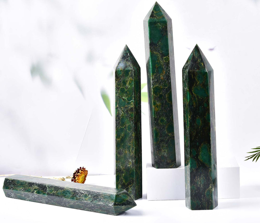 AMOYSTONE emerald green quartz obelisk room décor for peaceful home office environment