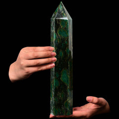 AMOYSTONE extra-large crystal wand closeup showing polished energy-directing tip