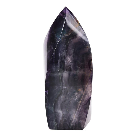AMOYSTONE fluorite obelisk tower with vivid hues for energizing crystal grids.