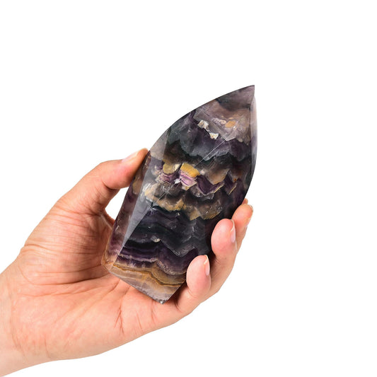 AMOYSTONE fluorite square spiral wand for precise energy focus in practice.