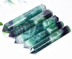 AMOYSTONE fluorite wand color closeup green purple