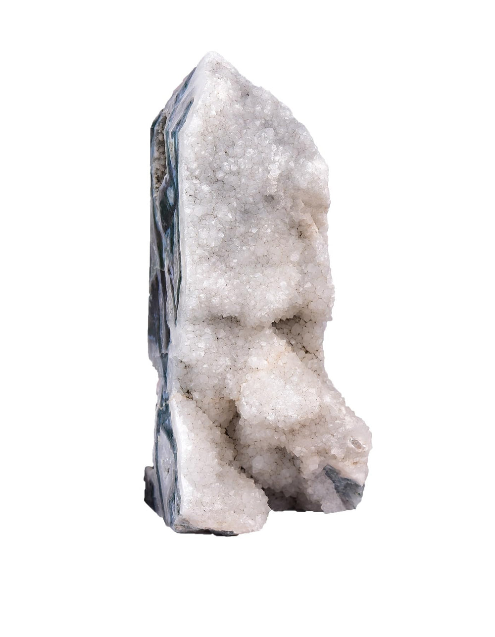 AMOYSTONE geode slab moss agate with dendritic patterns for focused rituals at home