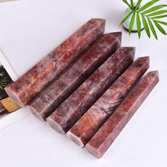 AMOYSTONE hematoid quartz obelisk tower creates a peaceful home sanctuary.